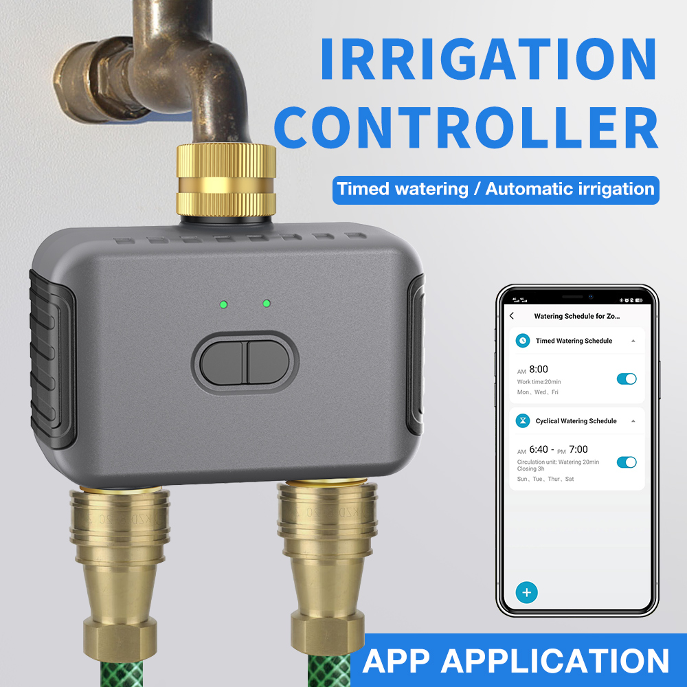Smart Garden Sphagnum Moss - Tuya 2-zone besproeiingstimer Tuin Automatische irrigatiecontroller